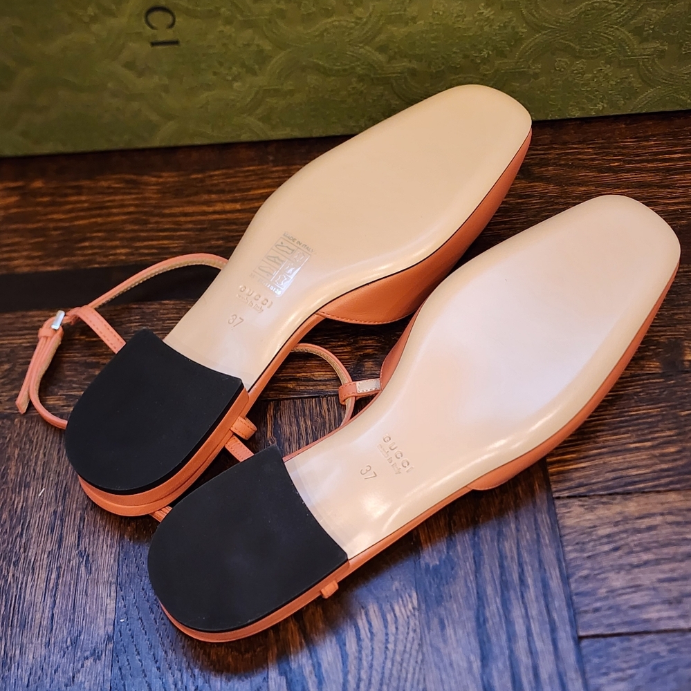 $750 Brand New Gucci Nappa Charlotte Leather Women's Sandals Sz EU 37 US 7 - Picture 4 of 8